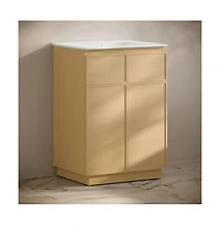 Swiss Madison 24" Freestanding Bathroom Vanity in Natural Oak with 3-Hole Widespread Sink Top
