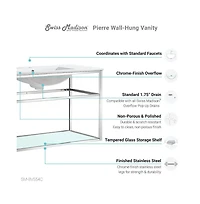 Pierre 48 Single, Open Shelf, Chrome Metal Frame Bathroom Vanity