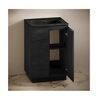 Swiss Madison St. Tropez 24" Freestanding Bathroom Vanity in Black Oak with Black Sink Top