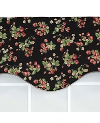 Rlf Home Strawberry Cornice 100% Cotton with Fully Lined 3" Rod Pocket Valnance for Windows 50" x 17" Black