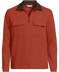 Lands' End Men's Long Sleeve Corduroy Collar Bedford Rib Quarter Zip