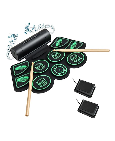 Mecale Electronic Drum Set with 2 Build-in Stereo Speakers for Kids
