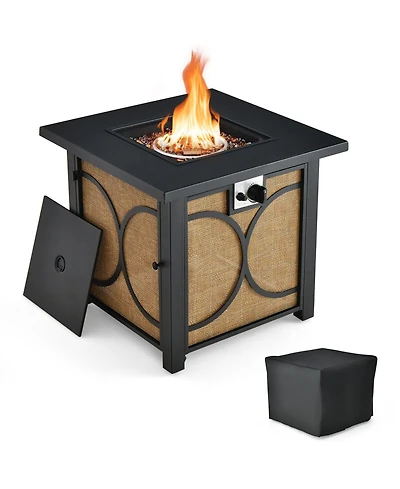 28 Inch 50000 Btu Outdoor Square Fire Pit Table with Cover