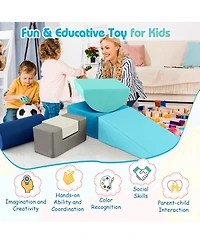 6 Pieces Foam Climbing Blocks Indoor Climb and Crawl Activity Playset with Rectangles