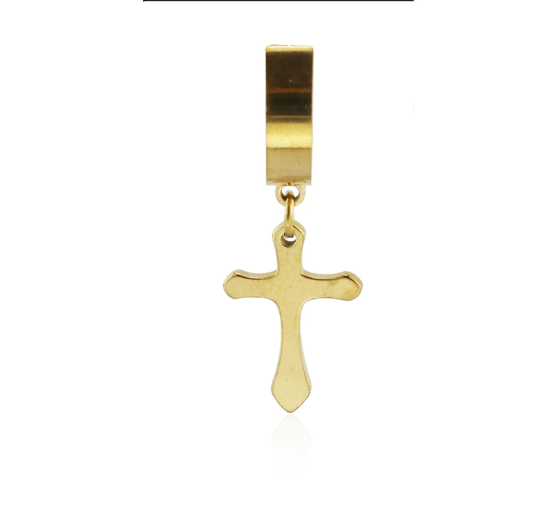 18K Gold Plated Stainless Steel Cross Dangle