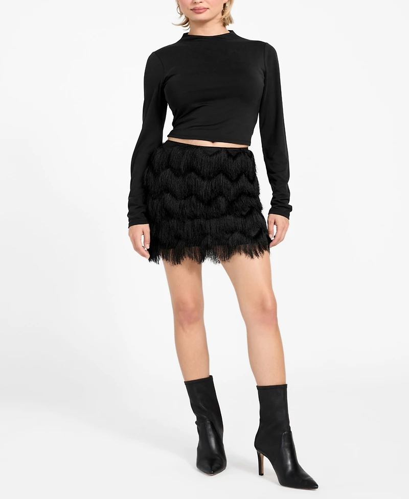 Guess Women's Alyna Fringe Mini Skirt