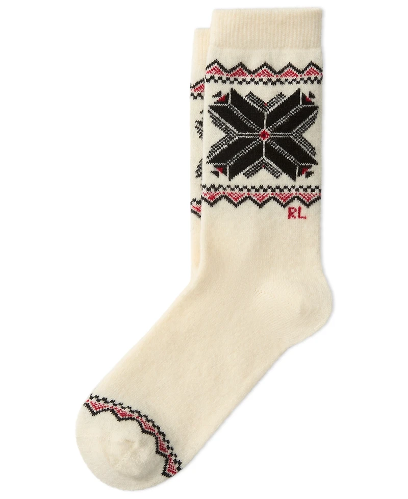 Polo Ralph Lauren Women's Snowflake Border Knit Crew Socks