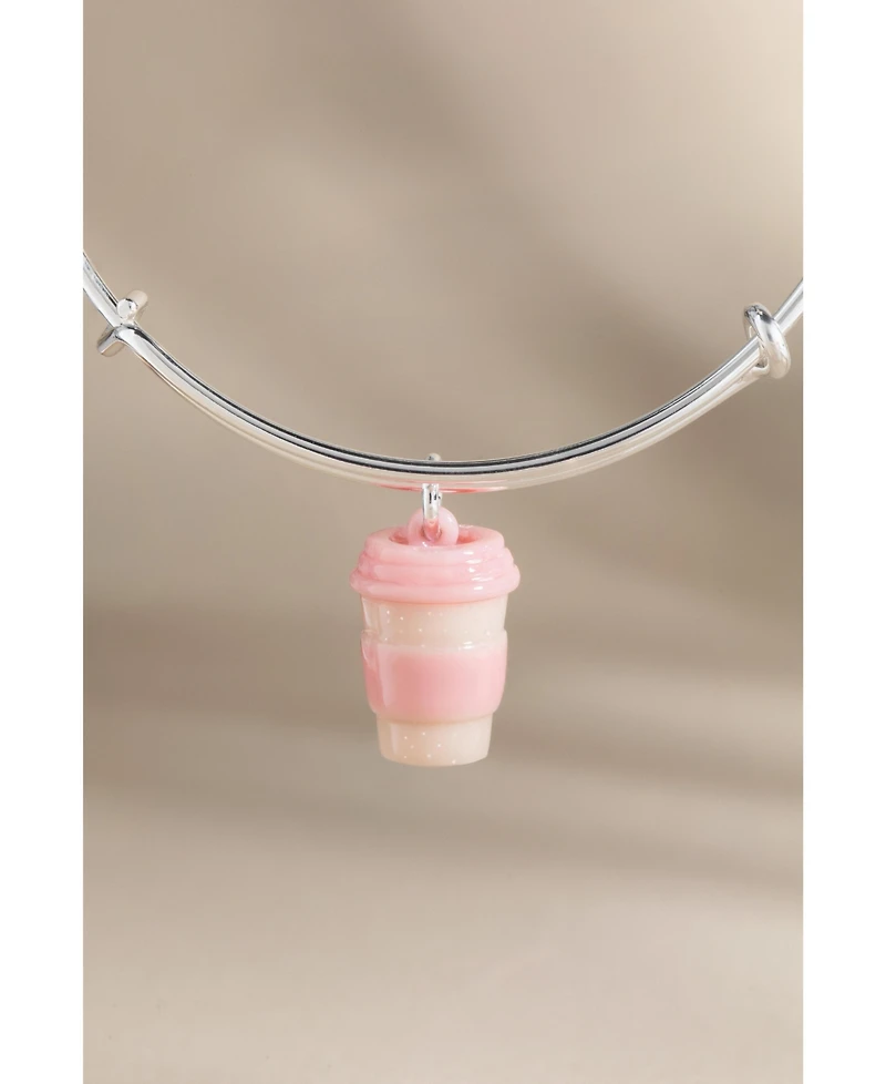 Pink Coffee To-Go Cup Resin Charm Bangle
