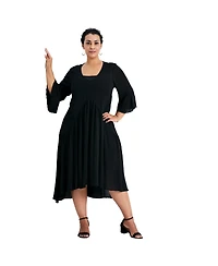 Avenue Women's Vicki Textured Dobby Bell Sleeve Dress