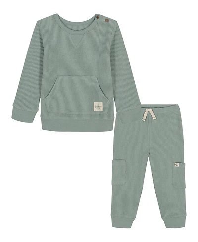 Calvin Klein Baby Boys Waffle Top and Joggers, 2-Piece Set