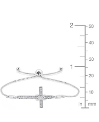 Macy's Diamond Cross Bracelet (1/6 ct. t.w.) Sterling Silver and 14K Gold-Plated (also Silver)