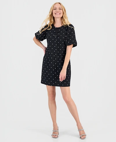 Robbie Bee Women's Bow-Front Puffed-Sleeve Dress