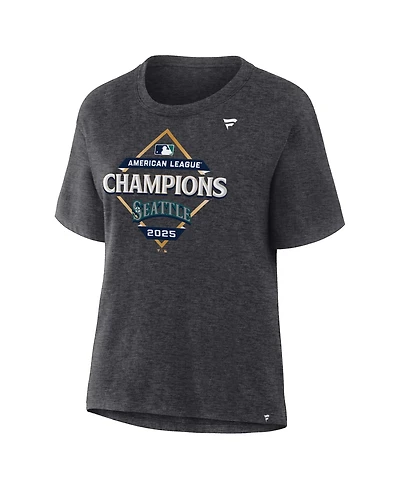 Fanatics Women's Heather Charcoal Seattle Mariners 2025 American League Champions Locker Room T-Shirt