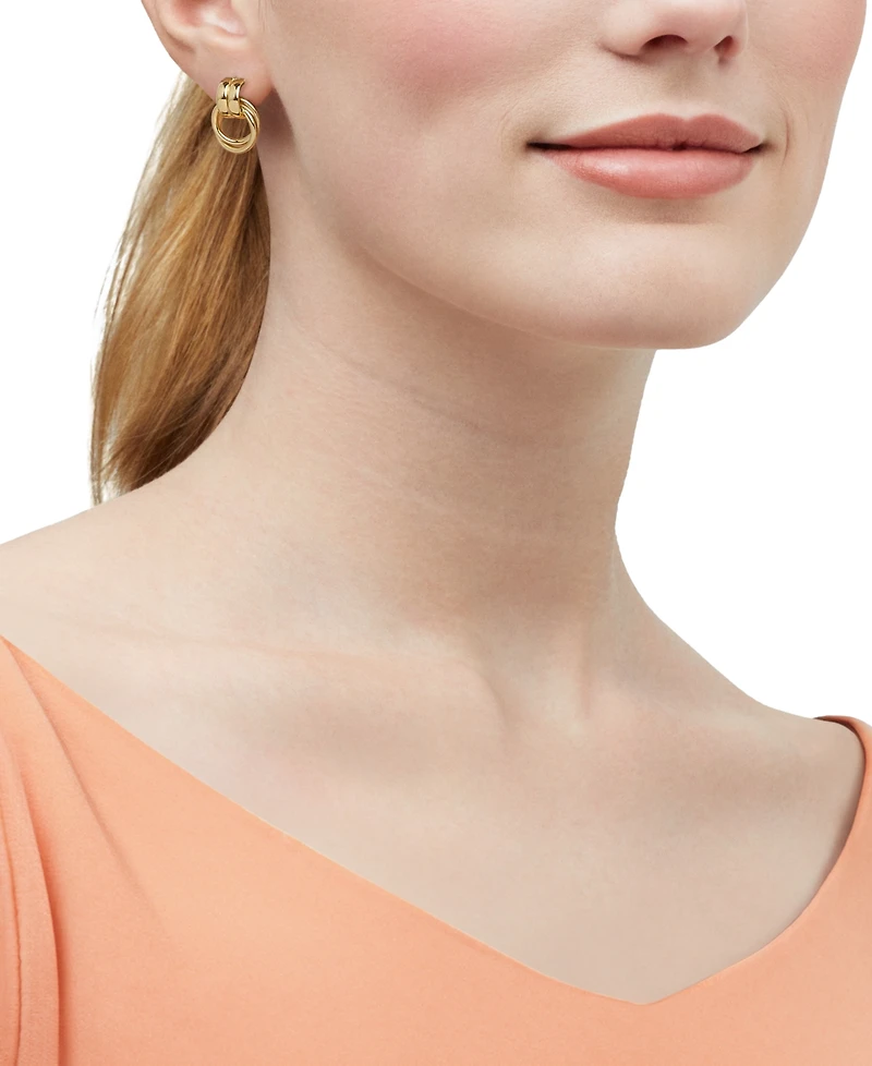 Macy's Polished Doorknocker Stud Drop Earrings in 18K Yellow Gold Plated Sterling Silver