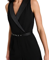 Tahari Asl Women's Halter Sleeveless Tuxedo Jumpsuit