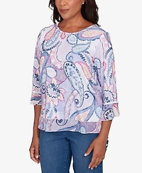 Alfred Dunner Petite Hilton Head Paisley Layered Top