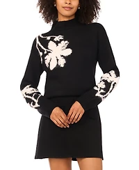 Vince Camuto Women's Floral Motif Long-Sleeve Sweater