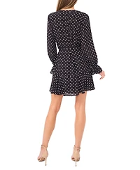 CeCe Women's V-Neck Long-Sleeve Tie Waist Dress