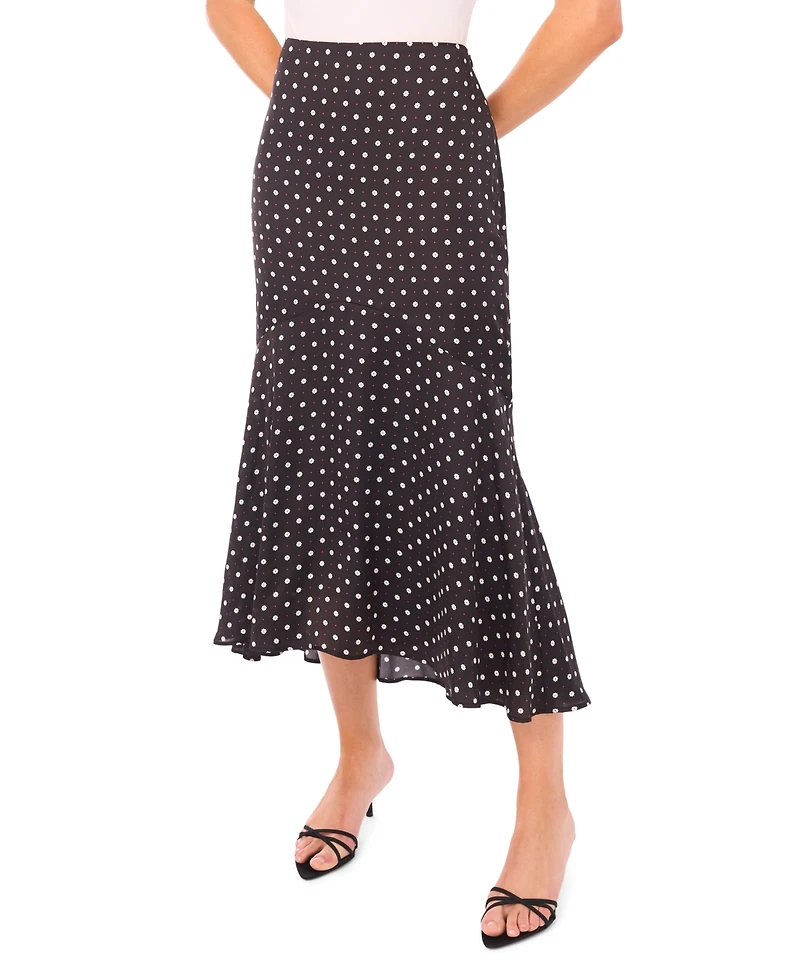 CeCe Women's Flouncy Flowy Hem A-line Midi Skirt