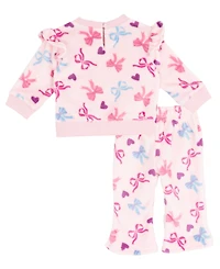 Rare Editions Baby Girls 2-Piece Bow Printed Top and Leggings Set