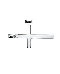 Bling Jewelry Large Plain Simple Basic Religious Cross Pendant Necklace Solid Sterling Silver