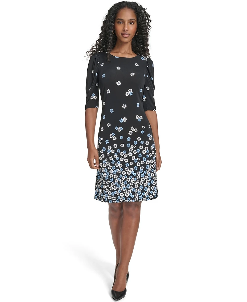 Tommy Hilfiger Women's Floral Print Crewneck Shift Dress