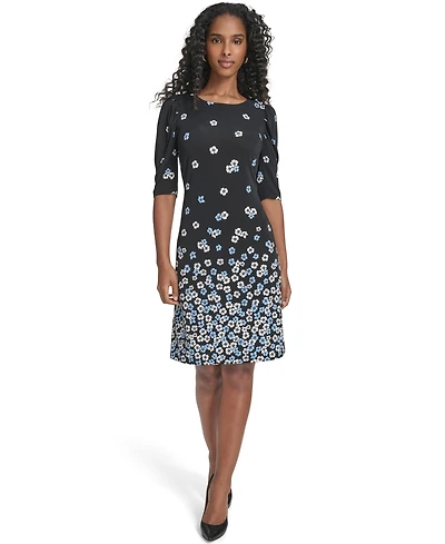 Tommy Hilfiger Women's Floral Print Crewneck Shift Dress