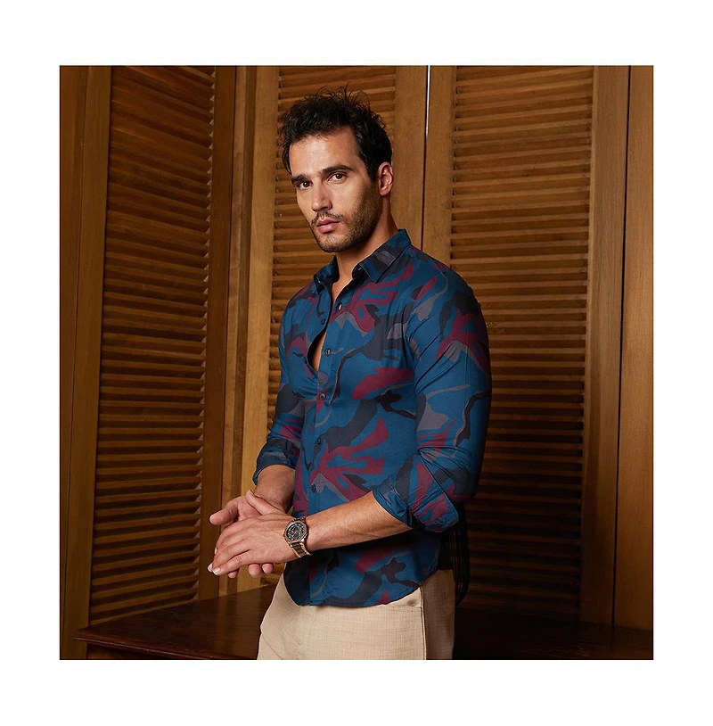Campus Sutra Men's Midnight Blue Impressia Regular Shirt