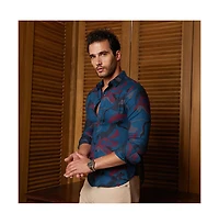 Campus Sutra Men's Midnight Blue Impressia Regular Shirt