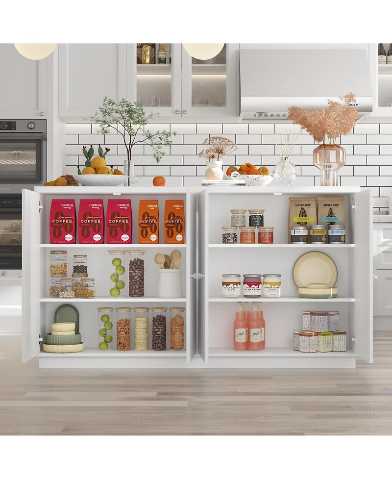 Kitchen island with 4 drawers, movable tabletop, kitchen island storage table with dining table, coffee station and microwave rack for home, dining ro