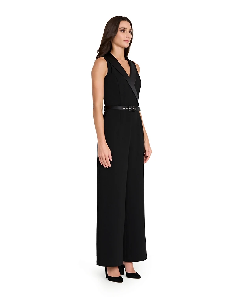 Tahari Asl Petite Halter Tuxedo Jumpsuit