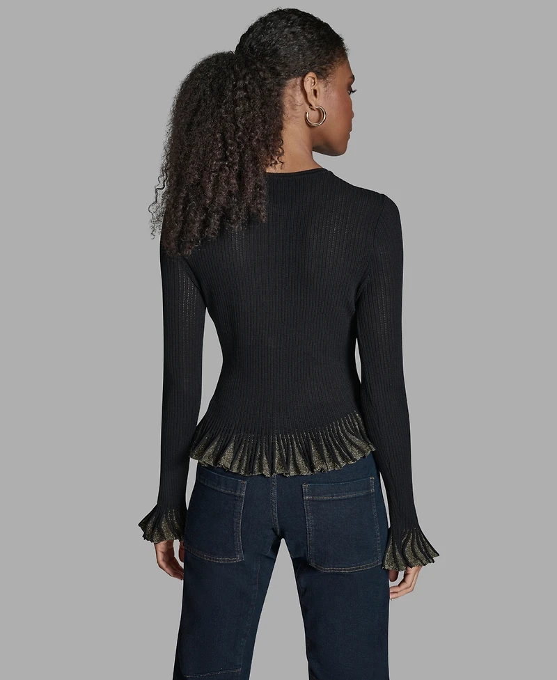 Bcbg Women's Long-Sleeve Ruffle Hem Sweater