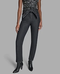 Bcbg Women's Grommet Straight Leg Mid Rise Jeans
