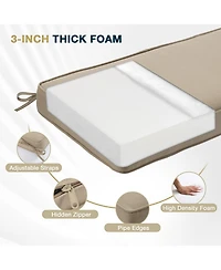 Aoodor Patio Bench Cushion Outdoor Olefin Fabric Slipcover Sponge Foam 46.5” x 17.7” x 3