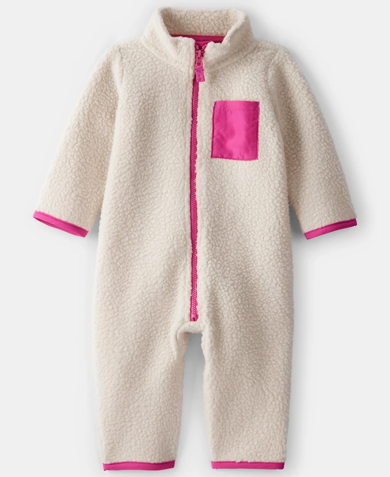 Carter's Baby Girls Color Block Fleece Long-Sleeve Jumpsuit