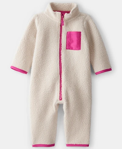 Carter's Baby Girls Color Block Fleece Long-Sleeve Jumpsuit