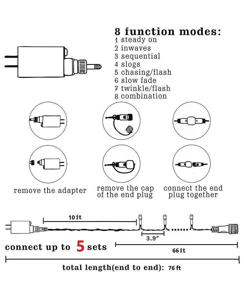 Cowin Christmas String Lights Extendable Multi Colored 66Ft 200LEDs
