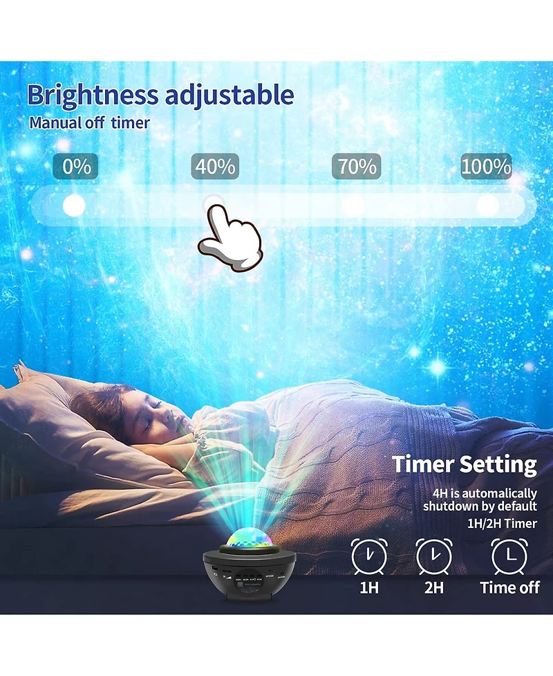 Cowin Star Projector Galaxy Light Multiple Colors with Remote & Bluetooth Speaker