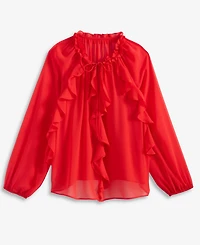 I.n.c. International Concepts Women's Ruffle-Trim V-Neck Blouse, Macy's Exclusive