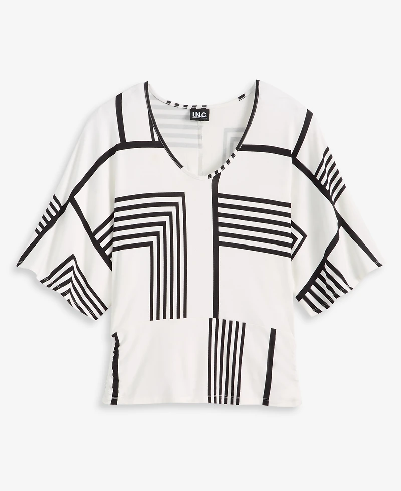 I.n.c. International Concepts Women's Printed V-Neck Top, Macy's Exclusive