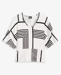 I.n.c. International Concepts Women's Printed V-Neck Top, Macy's Exclusive