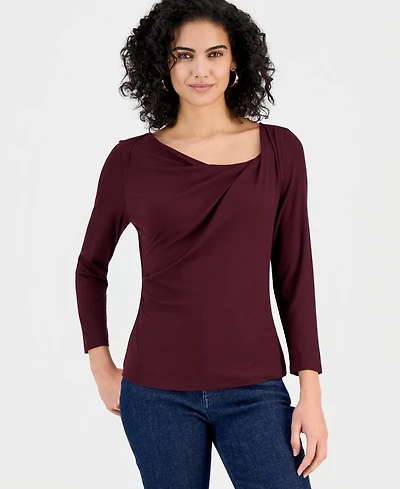 I.n.c. International Concepts Women's Draped Cowl-Neck Top, Macy's Exclusive