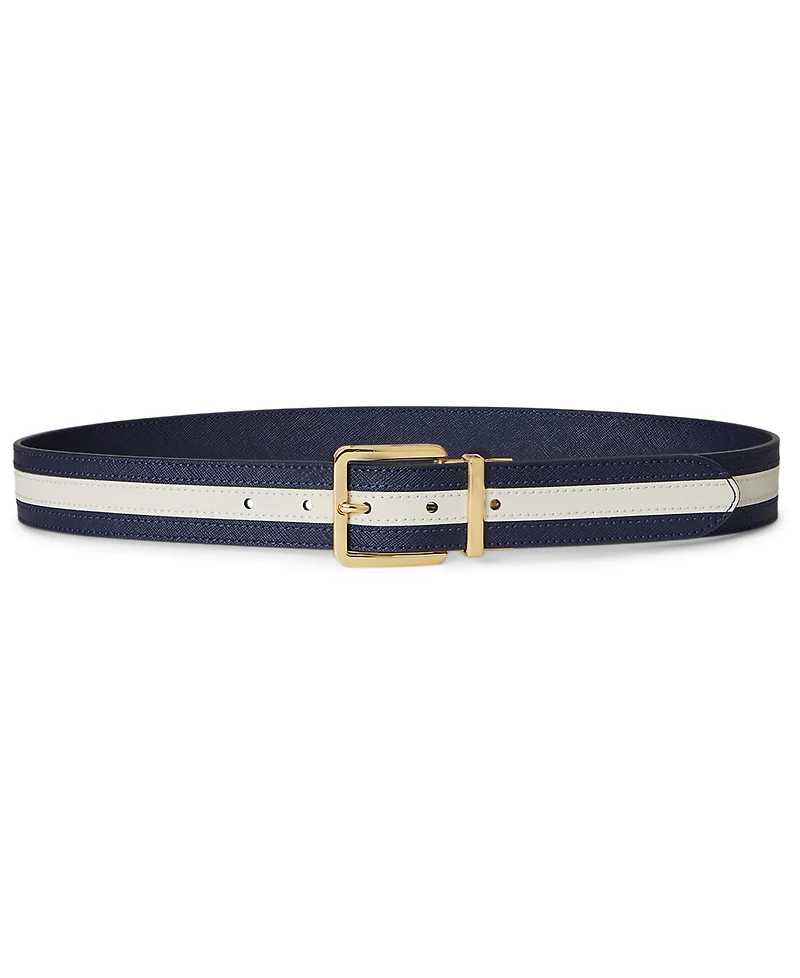 Lauren Ralph Women's Two-Tone Reversible Crosshatch Belt