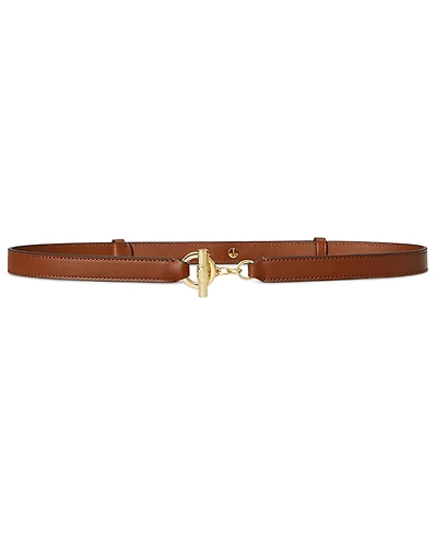 Lauren Ralph Women's Smooth Leather Toggle Skinny Belt
