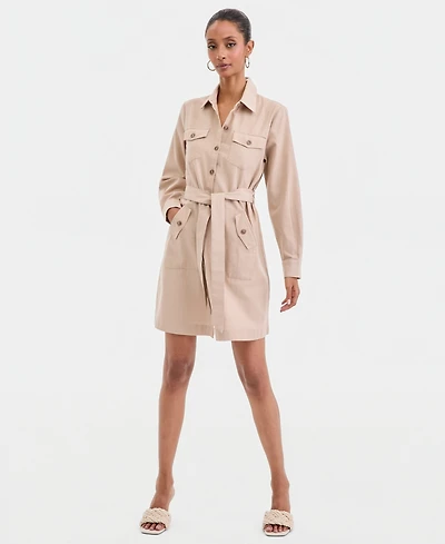 I.n.c. International Concepts Women's Long-Sleeve Belted Shirtdress, Macy's Exclusive