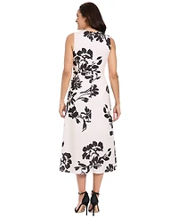London Times Women's Sleeveless Floral Printed Midi Dress