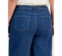 Anne Klein Plus High Rise Cropped Wide-Leg Jeans
