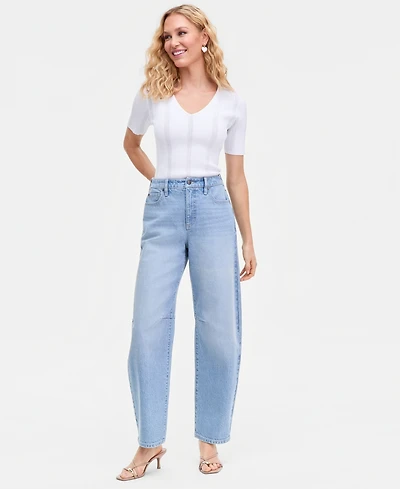 I.n.c. International Concepts Women's High-Rise Barrel-Leg Jeans, Macy's Exclusive