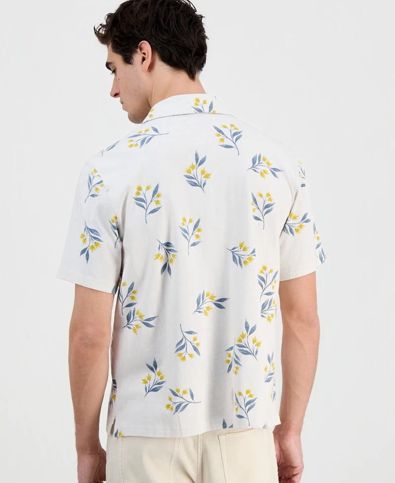 Sun + Stone Men's Cotton Floral-Print Knit Camp Shirt, Macy's Exclusive