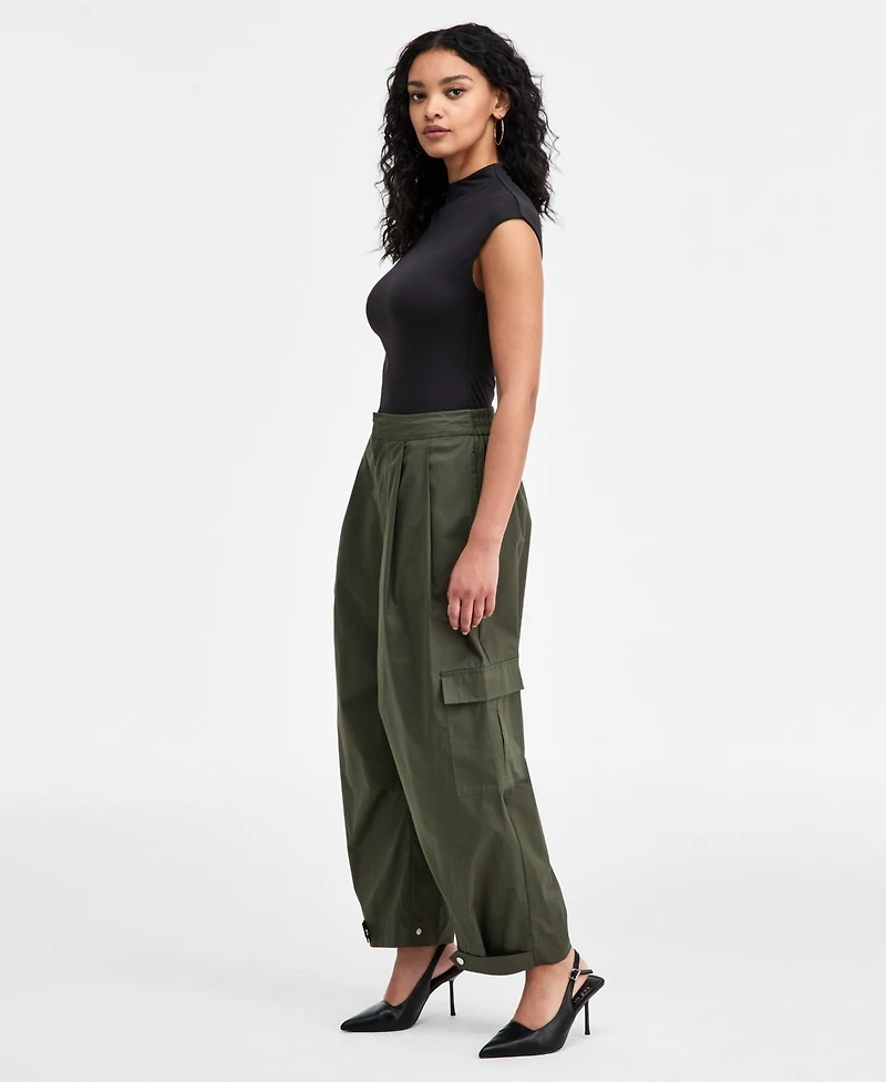 Bar Iii Women's Olive Barrel-Leg Pants, Macy's Exclusive